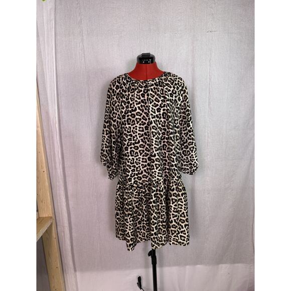 H&M Womens Leopard Print Tiered Dress Size Small Cheetah Casual Party D870 - Picture 1 of 13